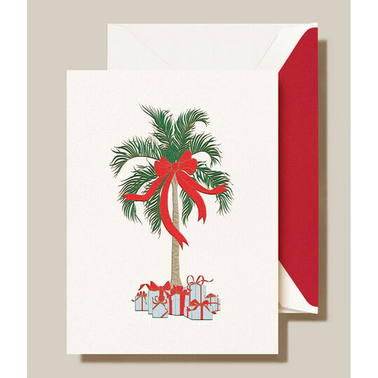 Engraved Christmas Palms Boxed Folded Christmas Cards
